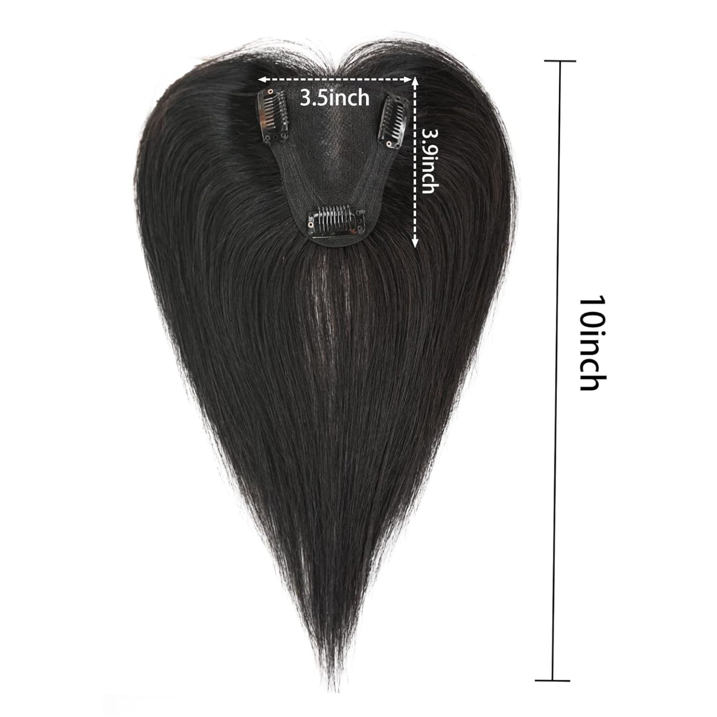 Meiverah Handmade Human Hair Middle Part Clip In Toupee No Bangs Seamless Natural Topper Breathable Mesh Base Women Thickening Hairpiece (Natural Black/Swissnet)